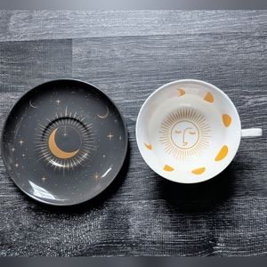Sun, moon, and stars teacup and saucer